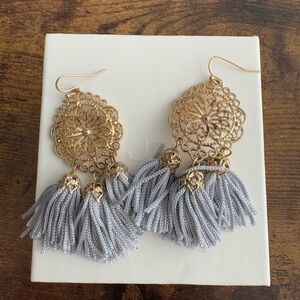 Gold and Filigree Dangle Earrings